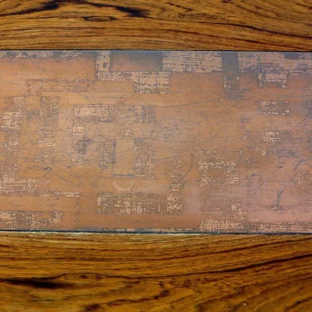 Vintage Wooden Table with Copper Plate For Sale - Image 6 of 9