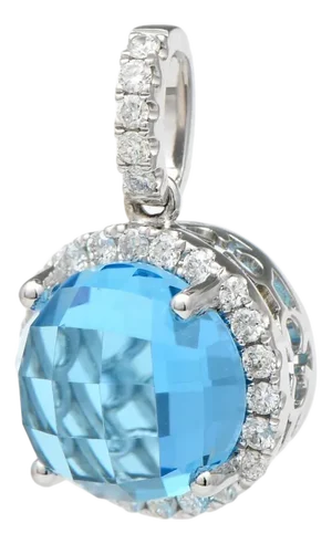 14KW Blue Topaz( 3.37) & Diamond(0.24) Pendant