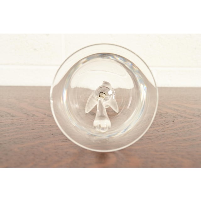Lalique "Pinsons" Art Deco Frosted Sparrow Crystal Table Bell For Sale - Image 9 of 12
