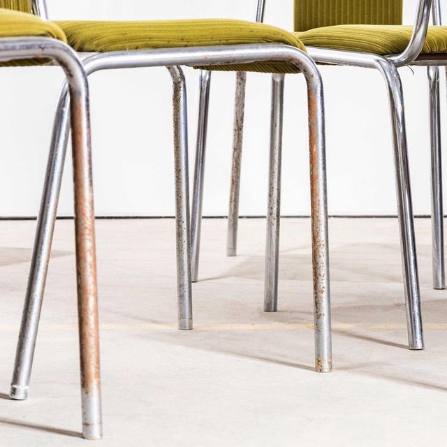 Olive Green Upholstered Chrome Framed Stacking Dining Chairs, 1980s, Set of 8 For Sale - Image 9 of 12