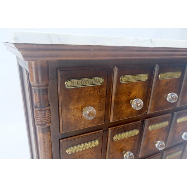 Wood Marble Top Drawers Burl Wood Decorative Cristal Balls Pulls Bachelor Chest MINT For Sale - Image 7 of 17