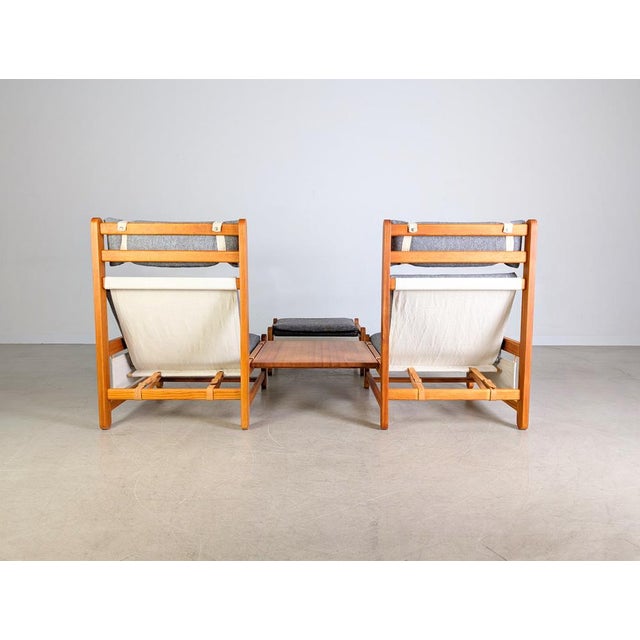 Wood Vintage Chairs with Connecting Table & Ottoman by Niels Eilersen, Set of 4 For Sale - Image 7 of 16