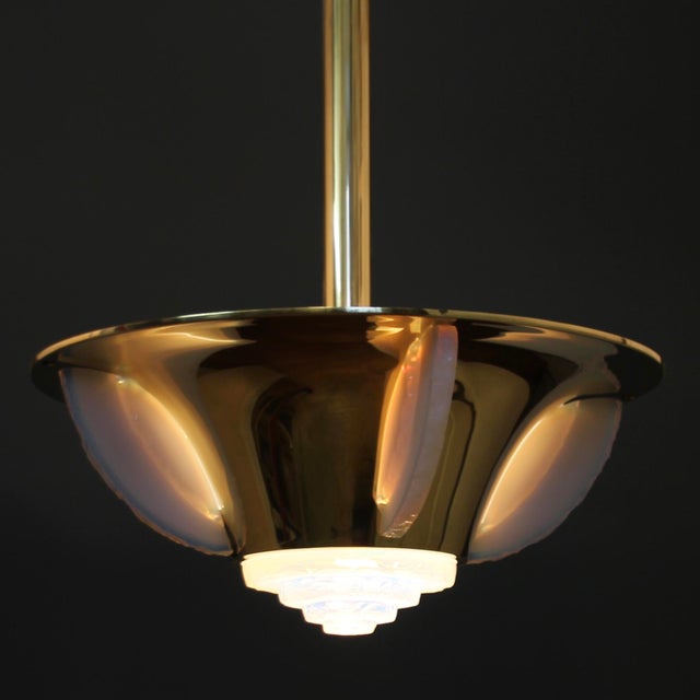 Metal Art Deco Pendant Lamp in the style of Jean Perzel, 1930s For Sale - Image 7 of 13