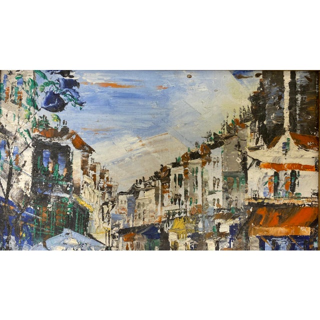 Early 20th Century Small French Cityscape Oil Painting, Paris France Street Scene Painting For Sale - Image 5 of 8