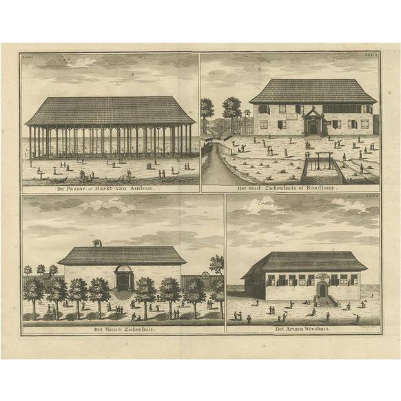Valentijn, Four Views of Ambon II, 1726, Paper For Sale