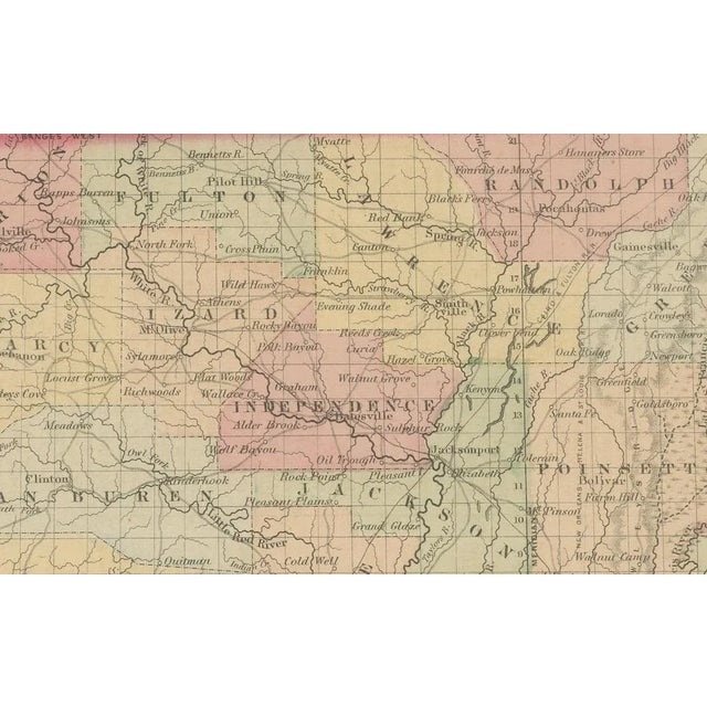 Black Arkansas Map by Colton, 1864 For Sale - Image 8 of 10