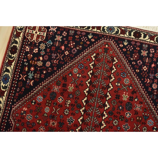 Abadeh Rug 3’5” X 4’10” Red Wool Vintage Tribal Hand-Knotted Carpet For Sale In Philadelphia - Image 6 of 12
