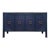 Matthew Izzo Home 4 Door Linen Covered Navy and Brass Buffet For Sale