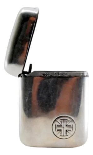 Plain Silver Matchbox with Engraved Cross and Hinged Lid from Liberty