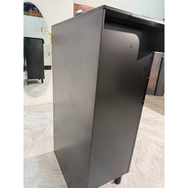 Black 1960s Pierre Cardin Black Lacquered Commode With Brass Details For Sale - Image 8 of 16