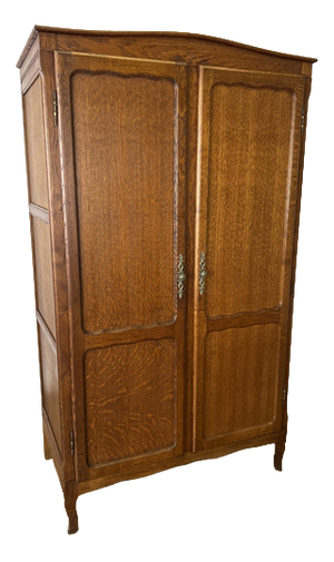 Vintage French Louis XVI Style Carved Oak 2-Door Armoire
