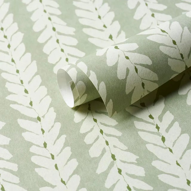 Schumacher Schumacher x Veere Greeney Woodperry Wallpaper In Celadon For Sale - Image 4 of 4