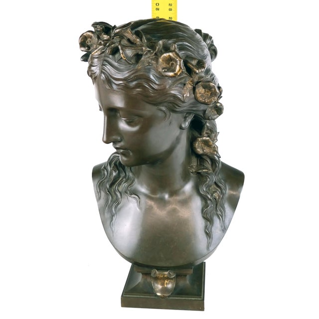 19th Century F. Barbedienne Bronze Bust of a Woman For Sale - Image 5 of 10