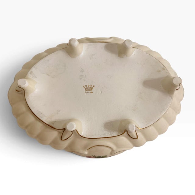 Vintage German Dresden Porcelain Rose Console Bowl For Sale - Image 12 of 15