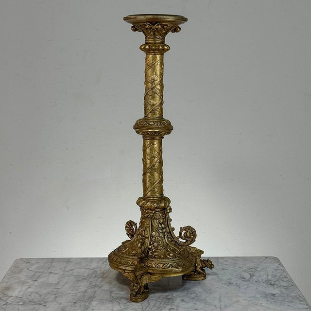 Set of Two 19th Century French Renaissance Gilt Bronze Candlesticks For Sale - Image 15 of 18