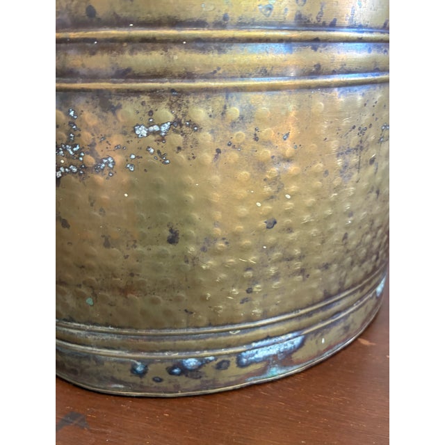 Metal Vintage Brass Oval Jardiniere Planter Cachepot With Rope Detail For Sale - Image 7 of 15