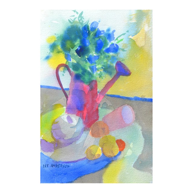 Bouquet in Water Can Still Life by Les Anderson For Sale