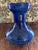 Mold blown blue glass American bulb forcing vase. Thick glass walls. On the heavier side. No cracks or rim chips.