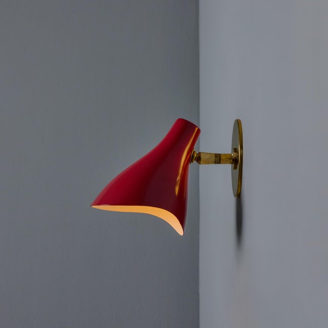 Red 1950s Gino Sarfatti Model #10 Sconce for Arteluce for Red For Sale - Image 8 of 12
