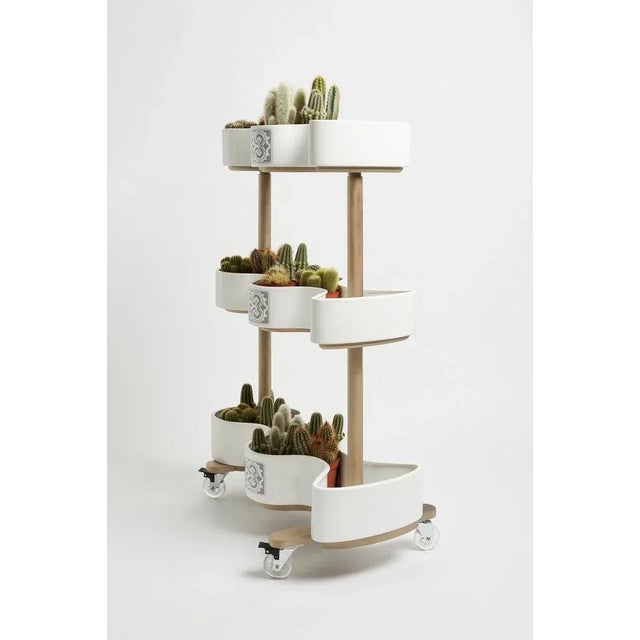 Ainu Collection Vertical Garden Cart of Ceramic and Beech Wood by Soshiro, 2020 For Sale - Image 4 of 8