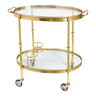 French Two Tier Oval Bar Cart With Removable Tray, Circa 1940 For Sale