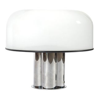 Extra Large Mid Century Italian White & Chrome Table Lamp by iGuzzini For Sale