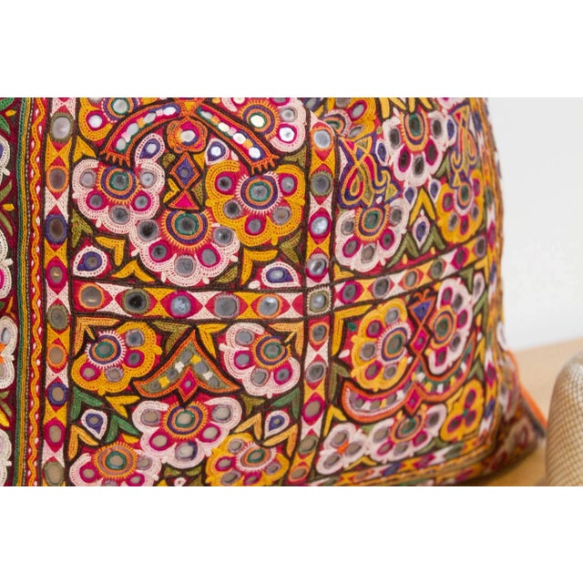 Tribal Chavi Rajasthani Embroidered Decorative Pillow For Sale - Image 3 of 8