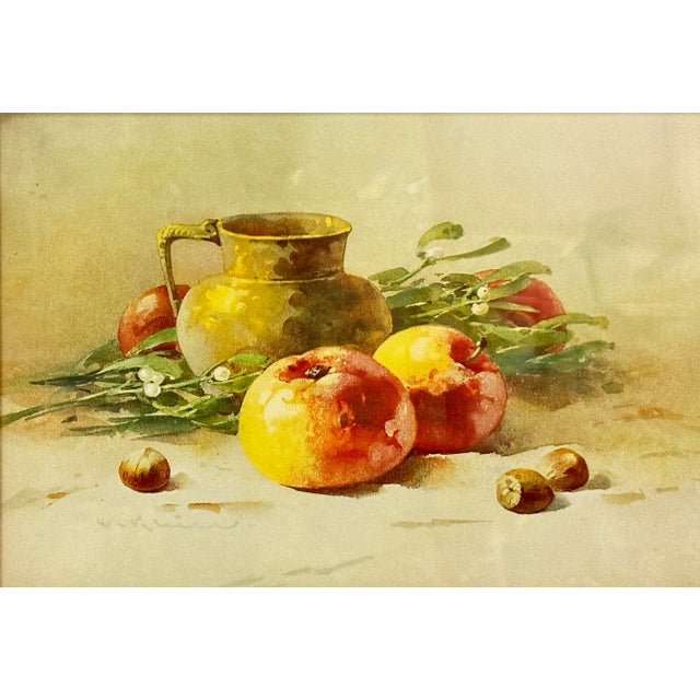 British Still Life Watercolor Painting, Signed Illegibly, Circa 1940 For Sale - Image 4 of 10
