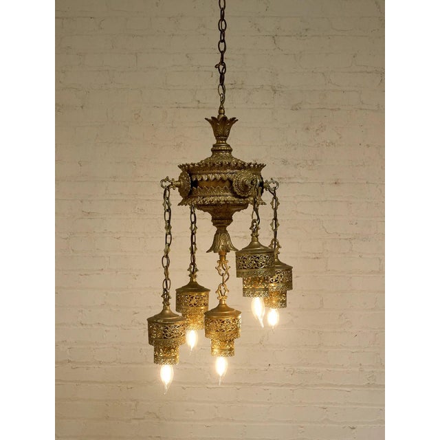 Early 20th Century Bohemian Art Deco, Moroccan Style Hanging Chandelier For Sale - Image 4 of 5