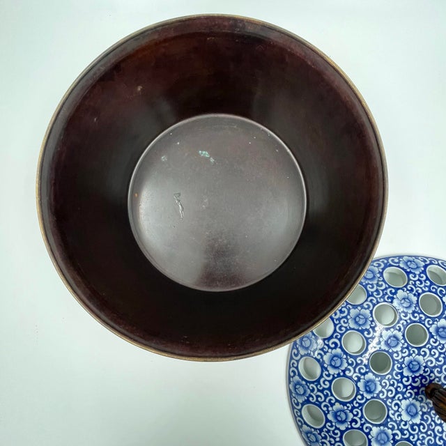 Blue Vintage Theodore Alexander Blue and White Chinoiserie Flower Centerpiece, Tulipiere, Ikebana Vase For Sale - Image 8 of 11