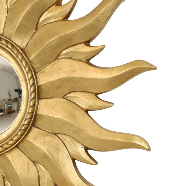 Plastic Vintage Convex Gilt Sunburst Witch Mirror, 1960s For Sale - Image 7 of 18
