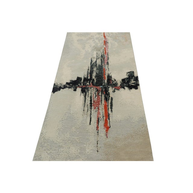 Rug & Kilim Rug & Kilim’s Abstract Runner Rug in White With Black and Red Geometric Pattern For Sale - Image 4 of 7