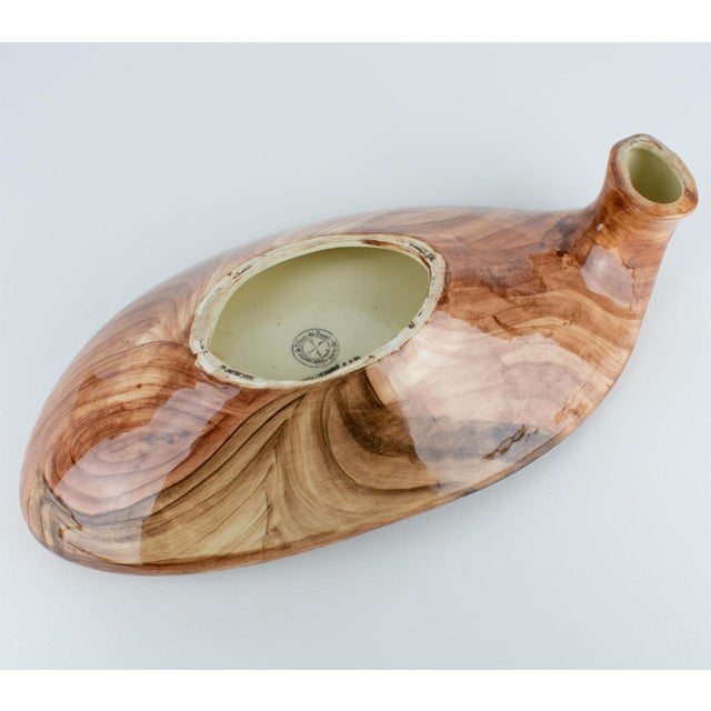 Saint-Jean-du-Desert, Marseille Ceramic Centerpiece, Faux-Wood Decor, circa 1950 For Sale - Image 4 of 15