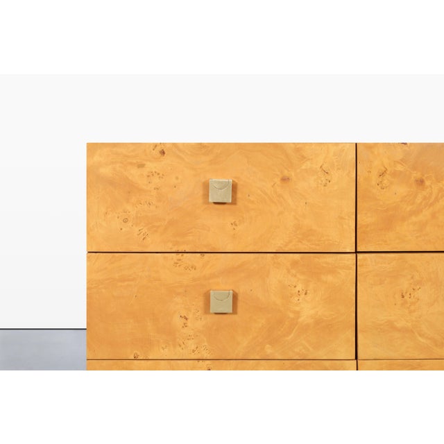 Founders Furniture Company Mid-Century Modern Burl Wood and Brass Dresser by Founders for Thomasville For Sale - Image 4 of 14