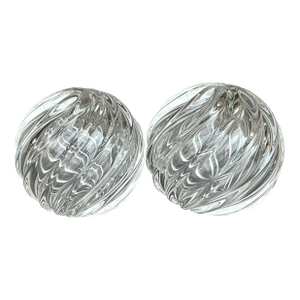 Vintage Regency Blown Glass Swirl Sphere - A Pair