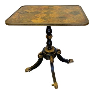 18th Century Pedestal Side Table With Lapidary Painting and Gilt Accents For Sale