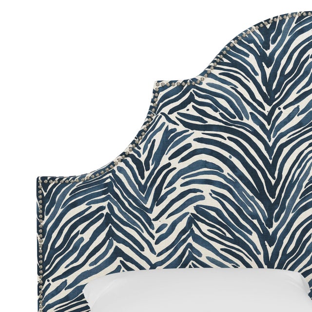 Spritely Home California King Halsted Headboard in Washed Zebra Blue Oga For Sale - Image 4 of 6