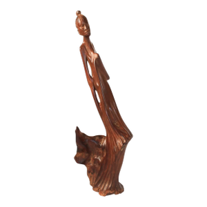 Vintage Hand-Carved Wooden Female Sculpture