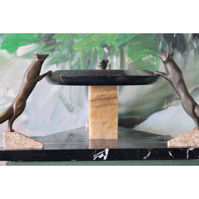 Art Deco French Marble Bowl with Bronze Foxes, 1930s For Sale - Image 4 of 9