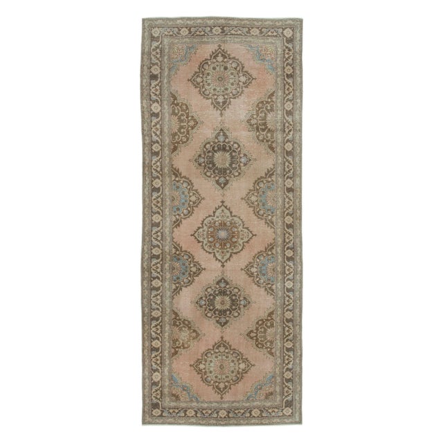Textile Beige Anatolian Decorative Hand Knotted Vintage Runner Rug For Sale - Image 7 of 7
