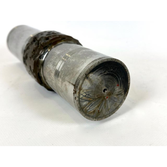 German Brutalist Cylindrical Steel and Bronze Vase from BMF, 1970s For Sale - Image 4 of 9