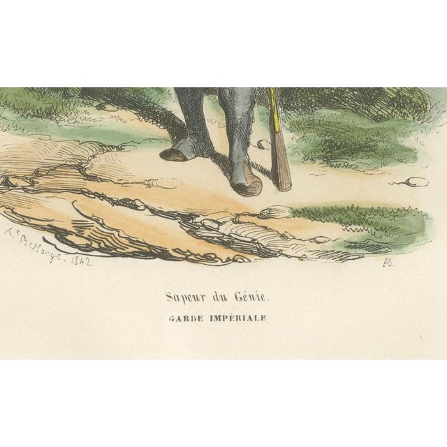 Title: Sapeur du Génie, Garde Impériale – French Military Uniform Print, 1843 : This finely detailed hand-colored military...