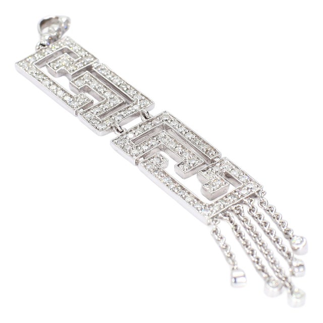 Mid 20th Century 18k White Gold Art Deco Style Diamond "Maze" Pendant - No Chain For Sale