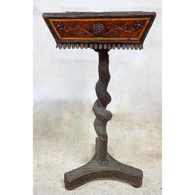 Vintage French Rustic Branch & Pine Cone Pedestal Table For Sale - Image 4 of 12