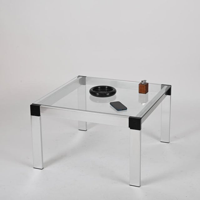 Square Coffee Table in Aluminum and Glass by Gae Aulenti, Italy, 1970s For Sale - Image 11 of 12