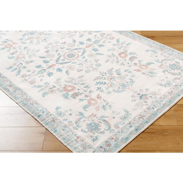 Traditional Lavable Machine Woven Rug Coral 5x7 For Sale - Image 3 of 4
