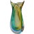 Midcentury handblown colorful heavy glass vase in ornate pointed oval shape and elegant details. Jazzy color combination....
