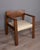 Armchair with lacquered walnut frame and white leather seat, Italian design, 1980s.