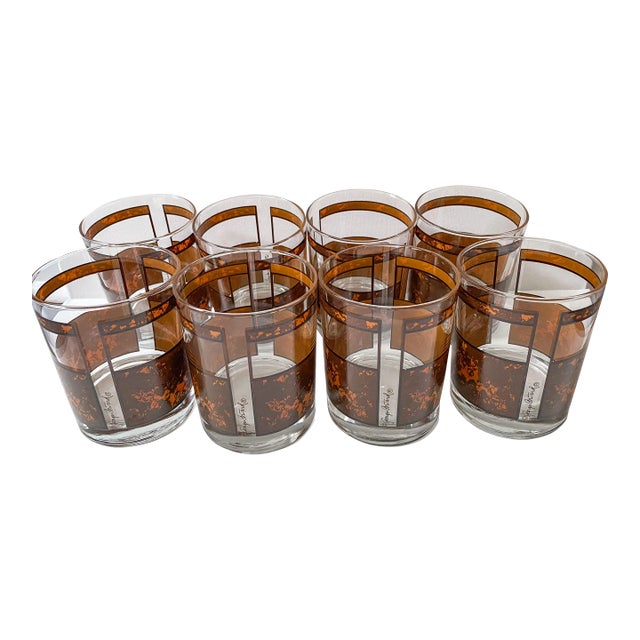 Vintage Georges Briard Mid-Century Old Fashioned Rocks Glasses- Set of 8 For Sale