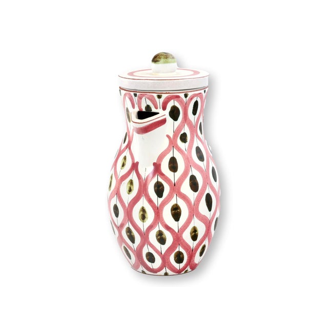 Covered pitcher designed by Stig Lindberg for Gustavsberg, Sweden, circa 1950s. This sculptural form features Lindbergs...